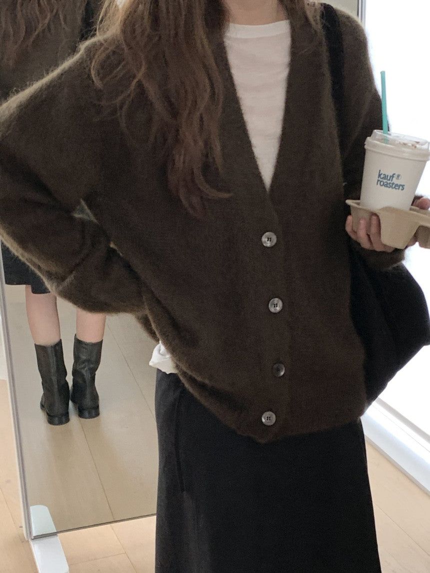 Amelie brushed mohair cardigan-2col