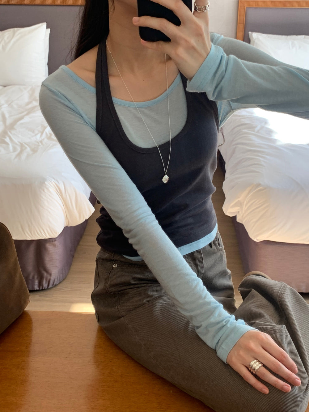 Halter layered set T-4col