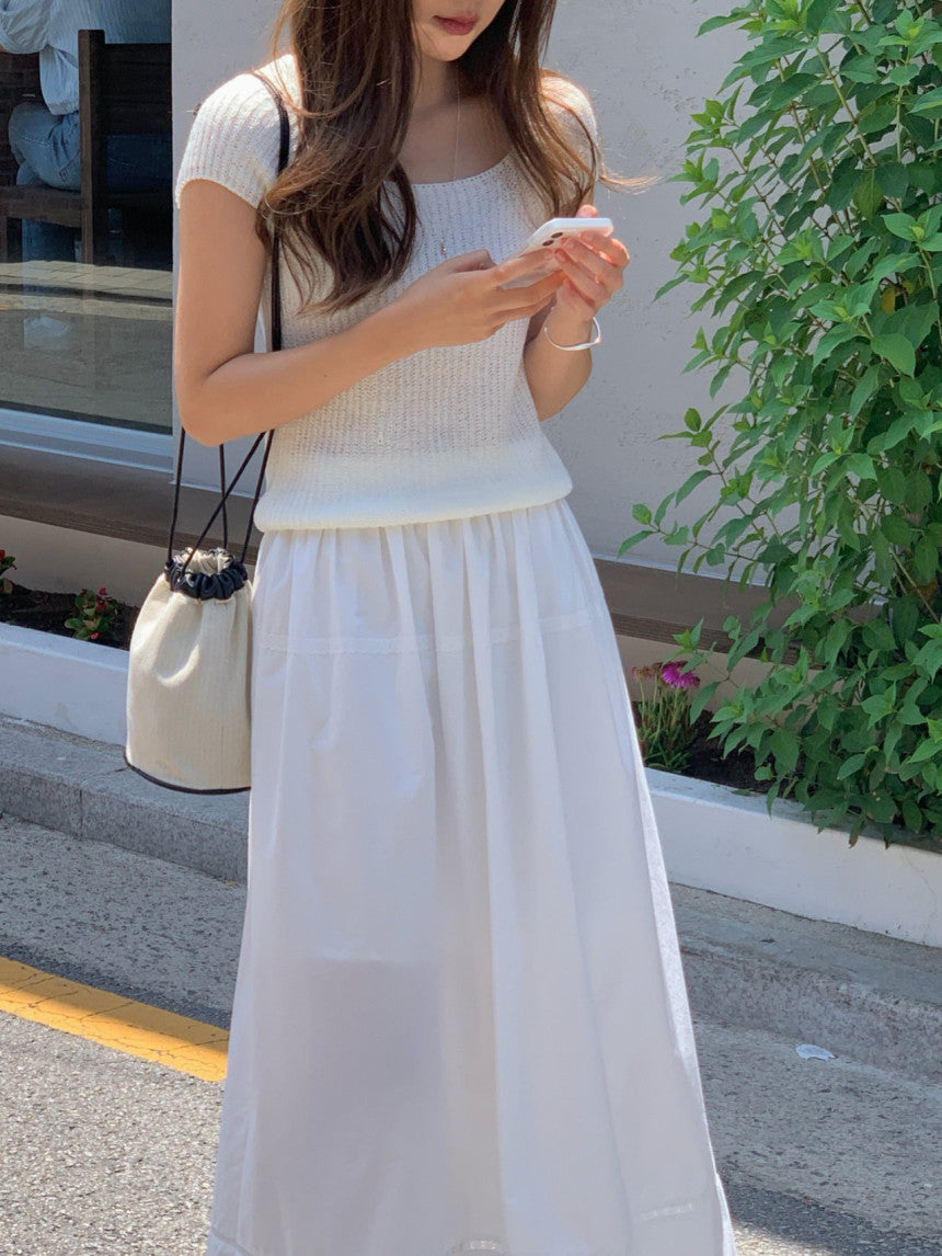Loe square neck drop shoulder knit-2col