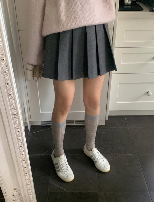 liter venity wool pleats skirt-2col