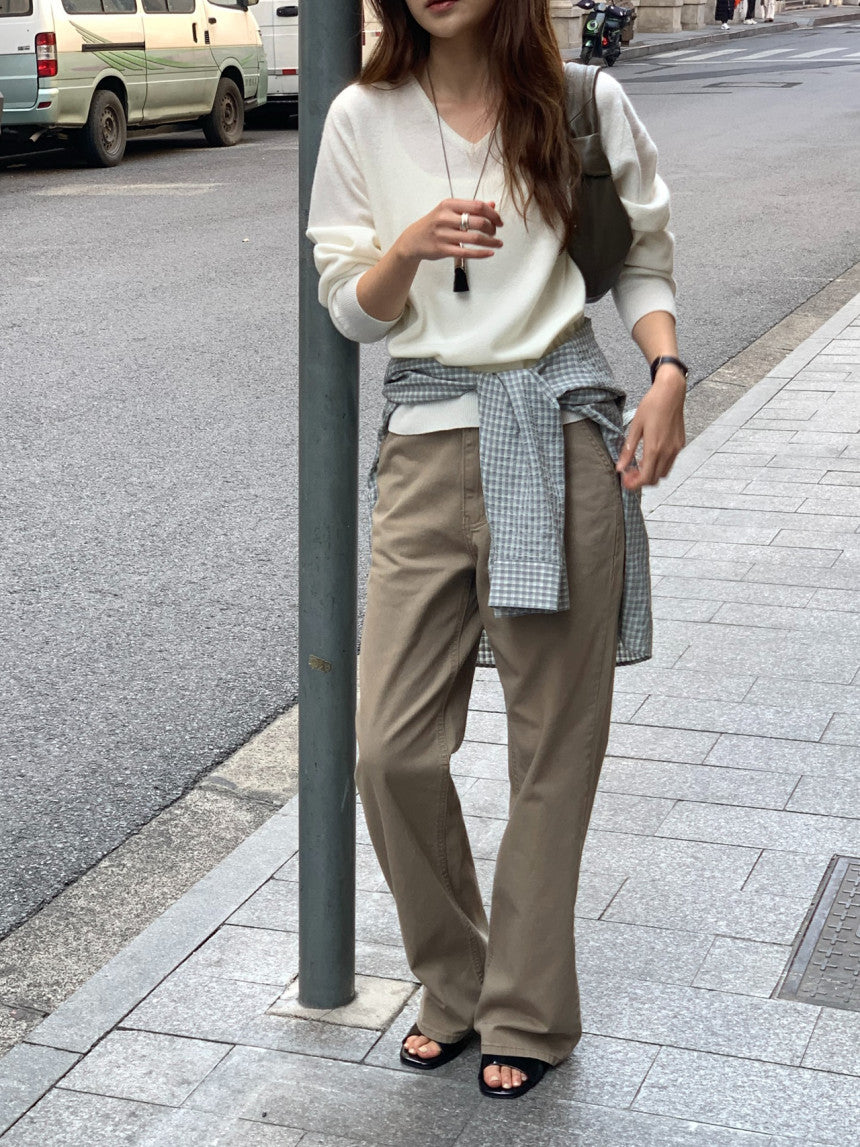 Adele wholegar cash v-neck knit-5col