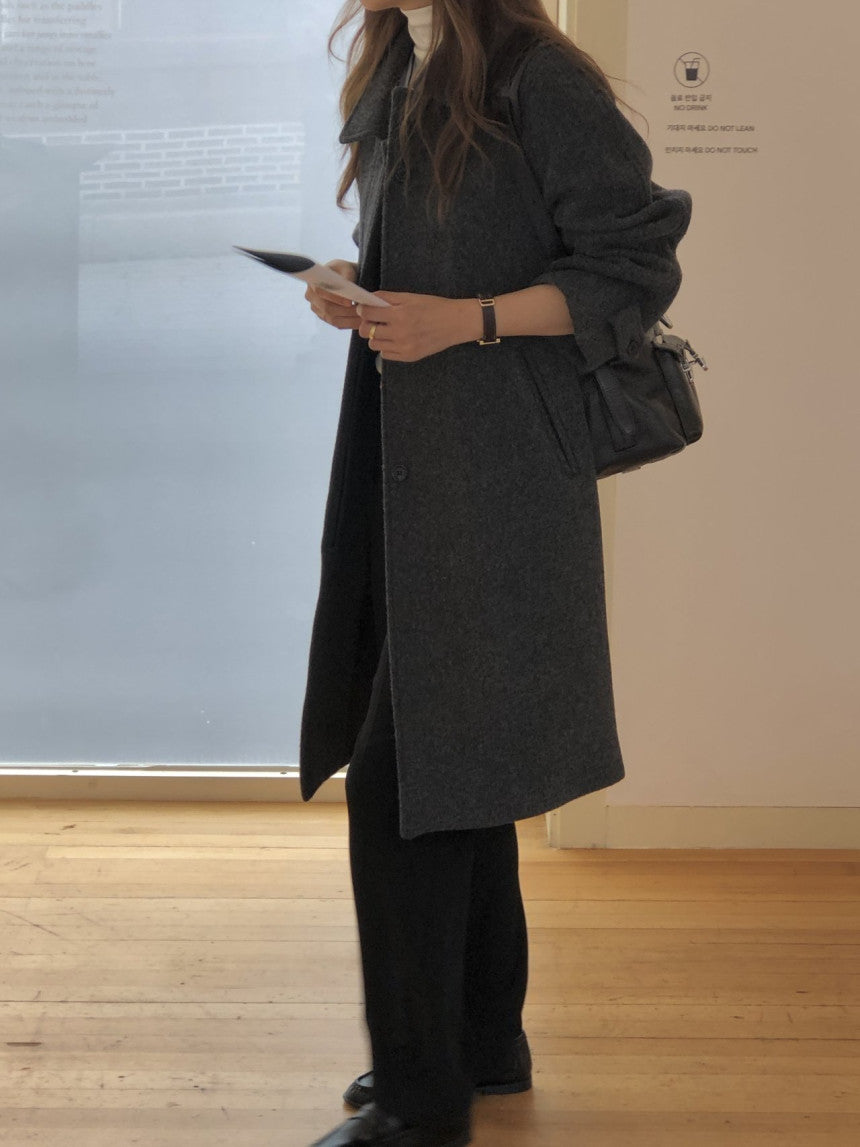 Luce wool twill melange coat-2col