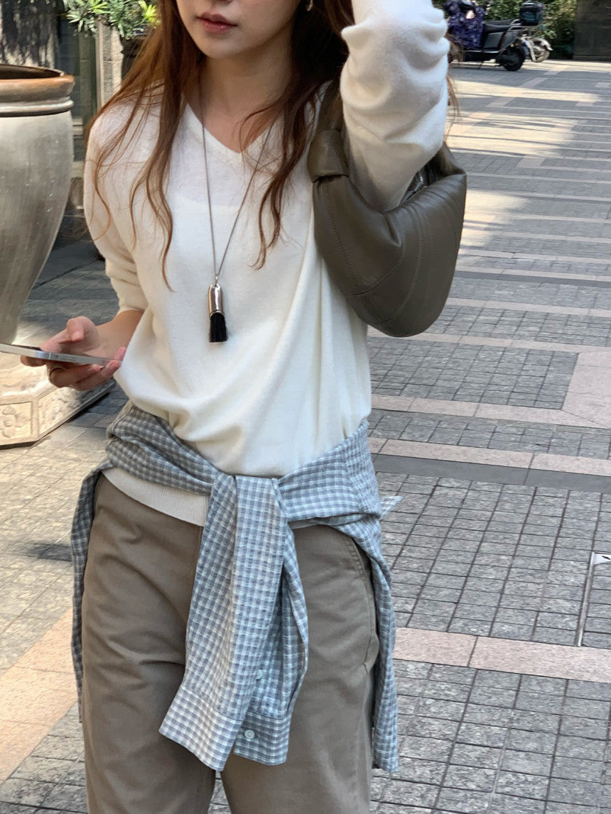 Adele wholegar cash v-neck knit-5col