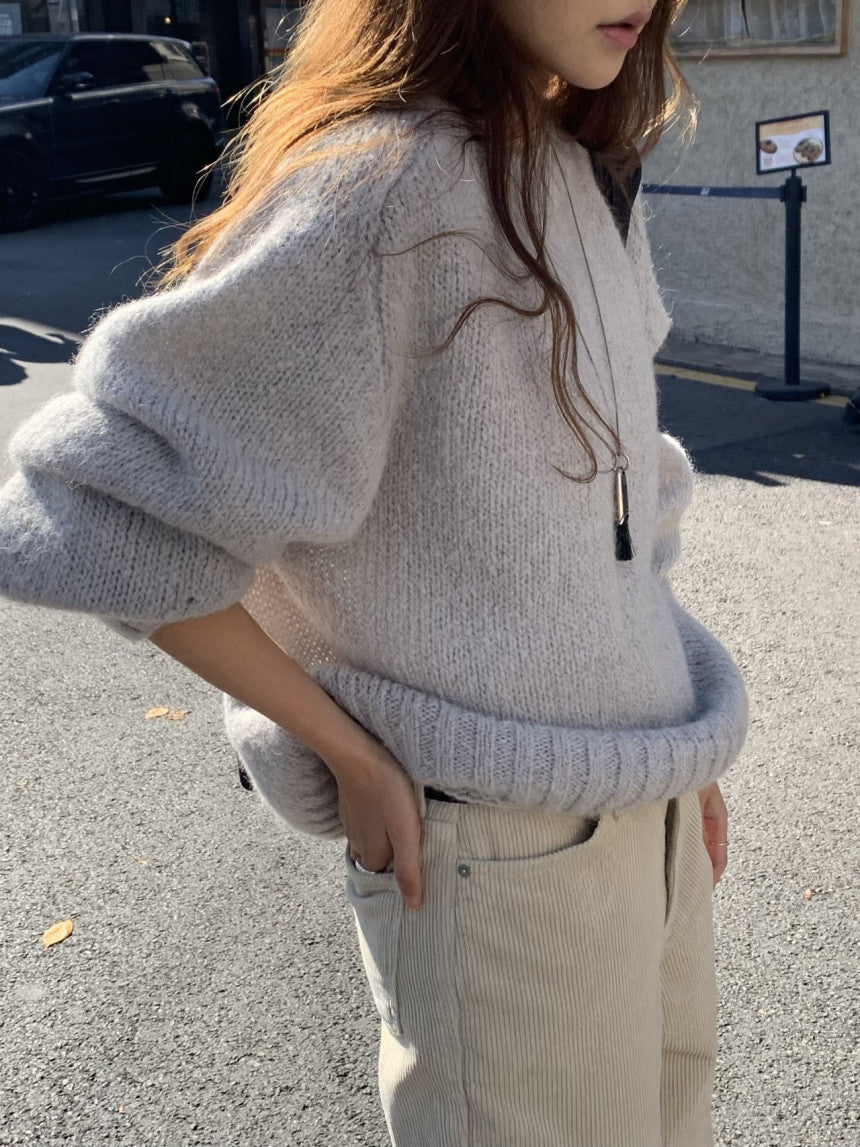 balloon alpaca oversize pullover knit-3col