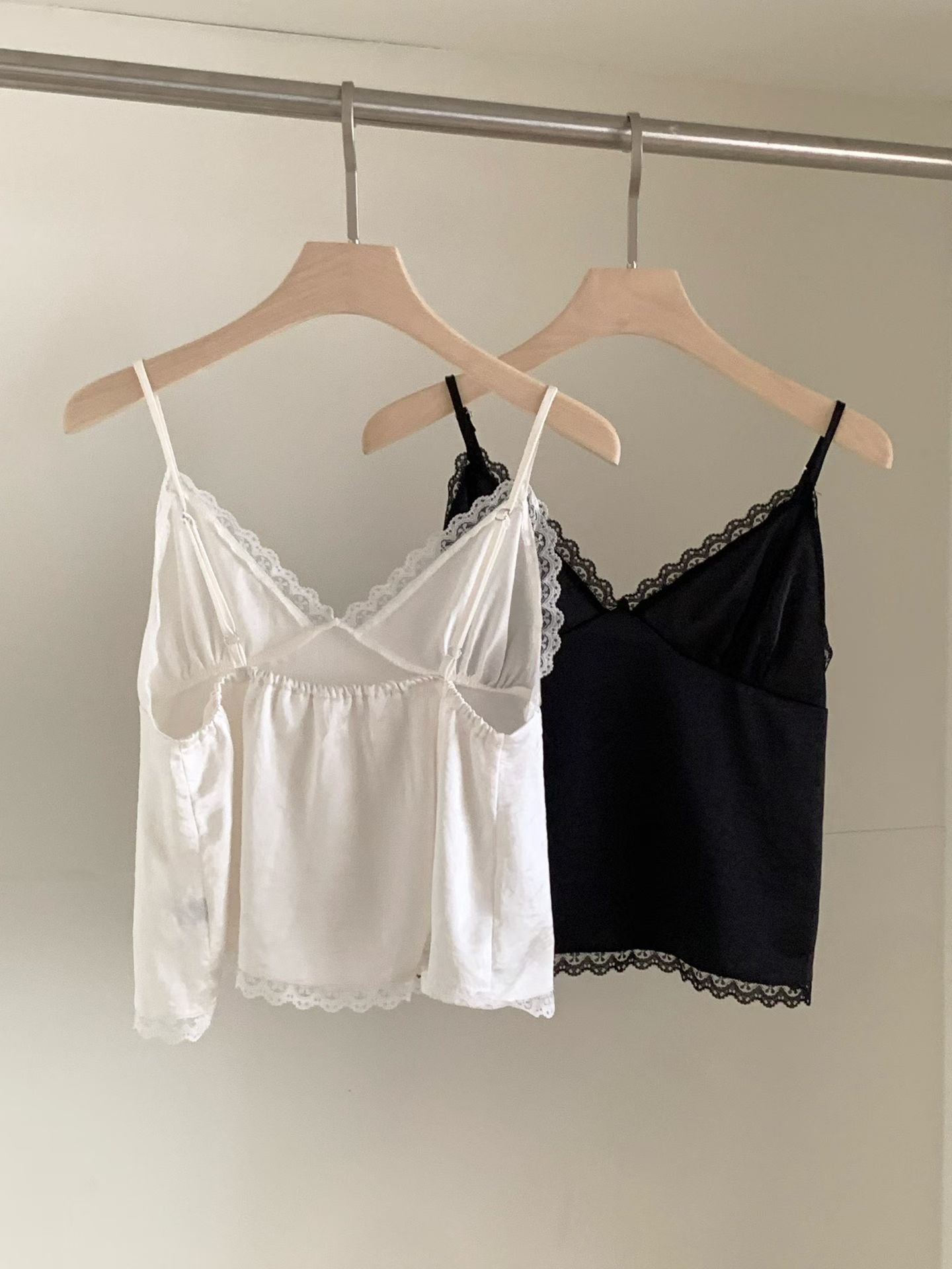 satin slub lace sleeveless-2col