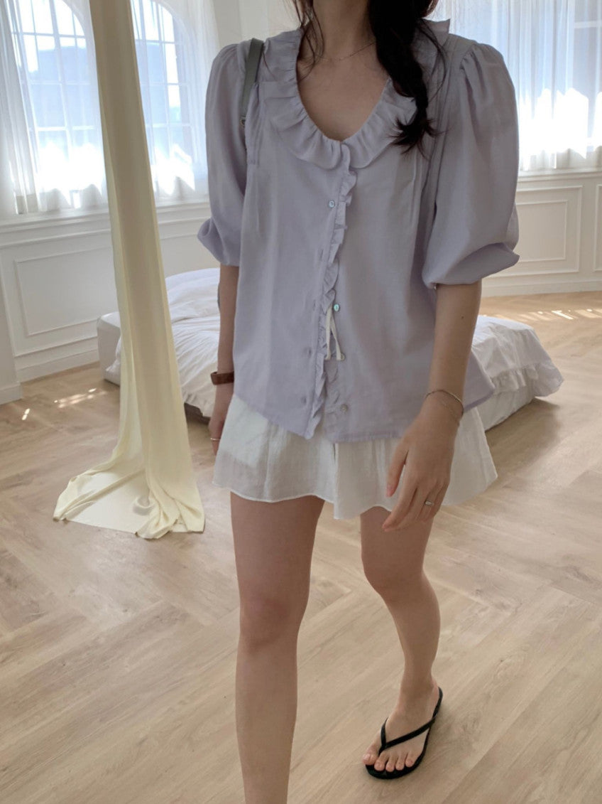 Giselle frill blouse-3col