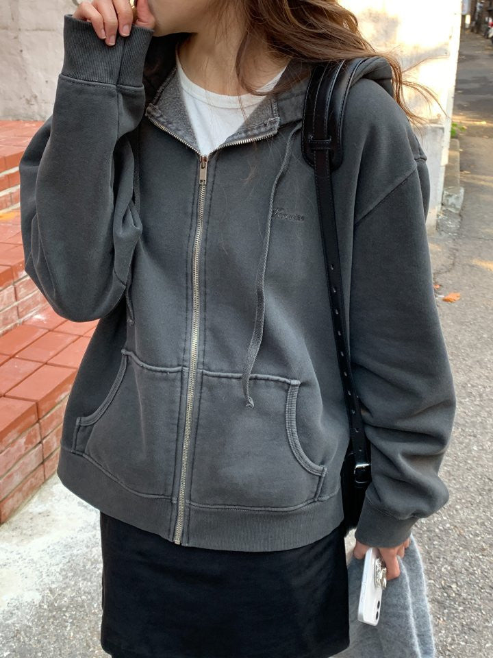 pigment fleece dying hood zip up&pants