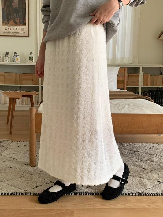 winter lace long skirt-2col