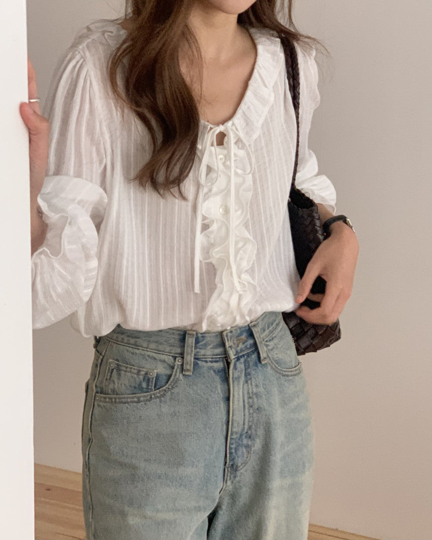 Riel ruffle blouse-2col