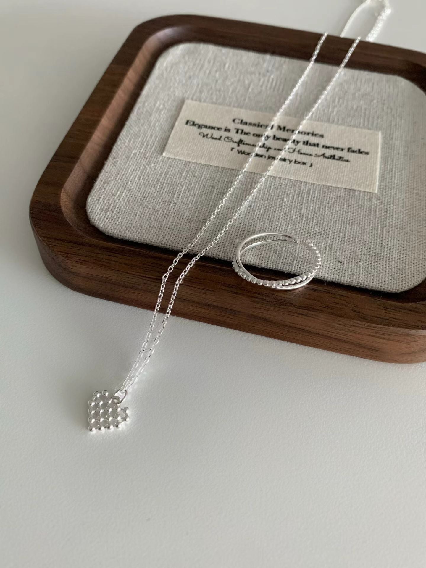 Silver ball heart necklace