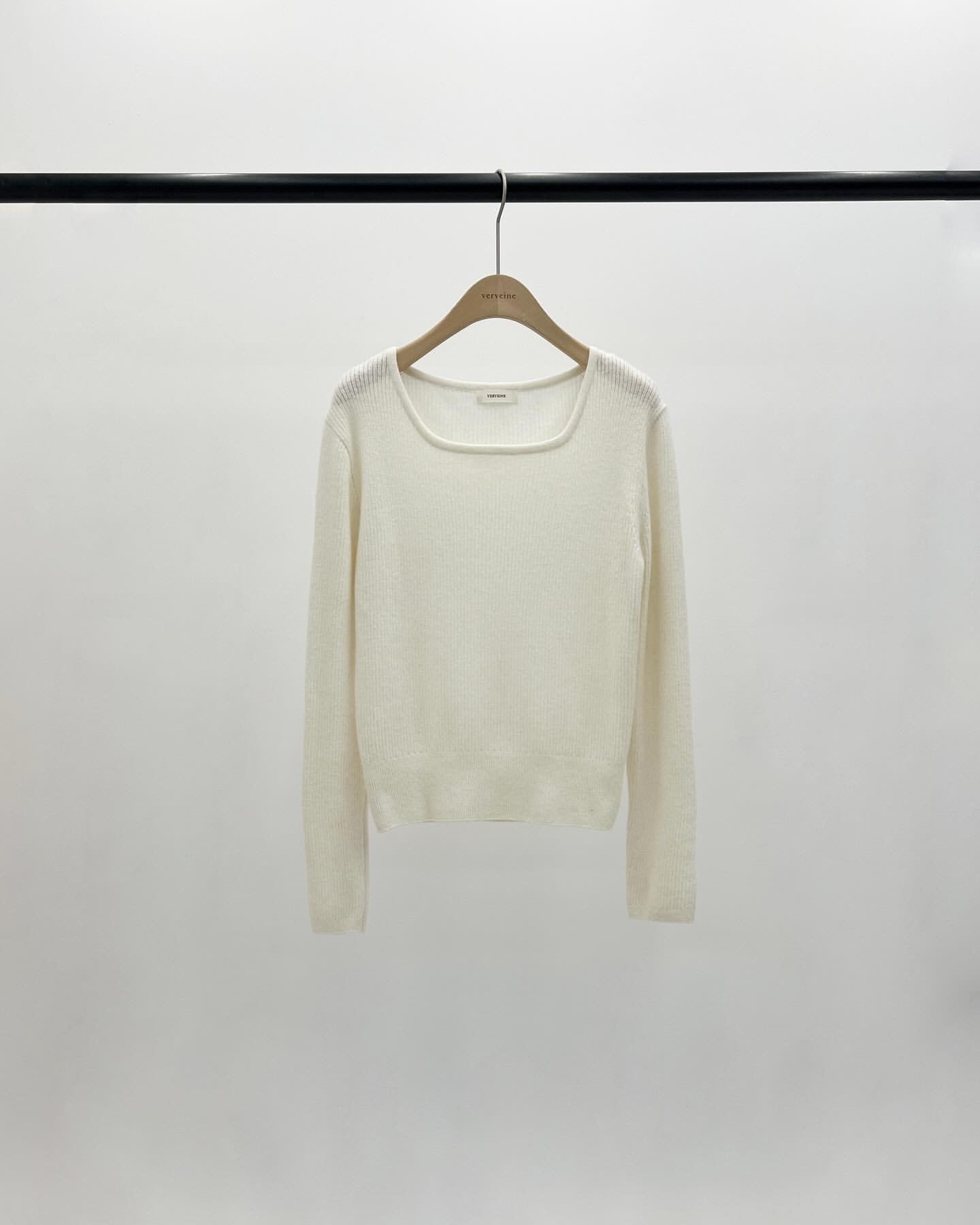 Square neck wool rib knit-4col