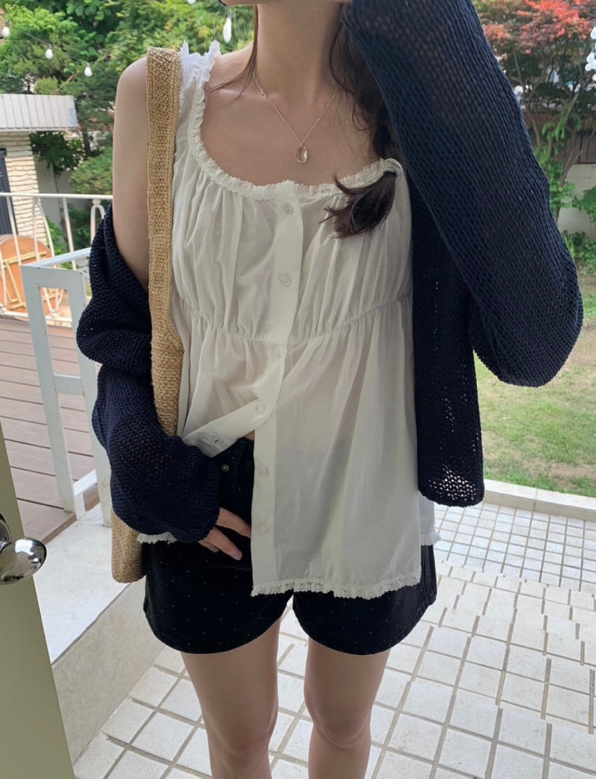 Net linen cardigan-3col