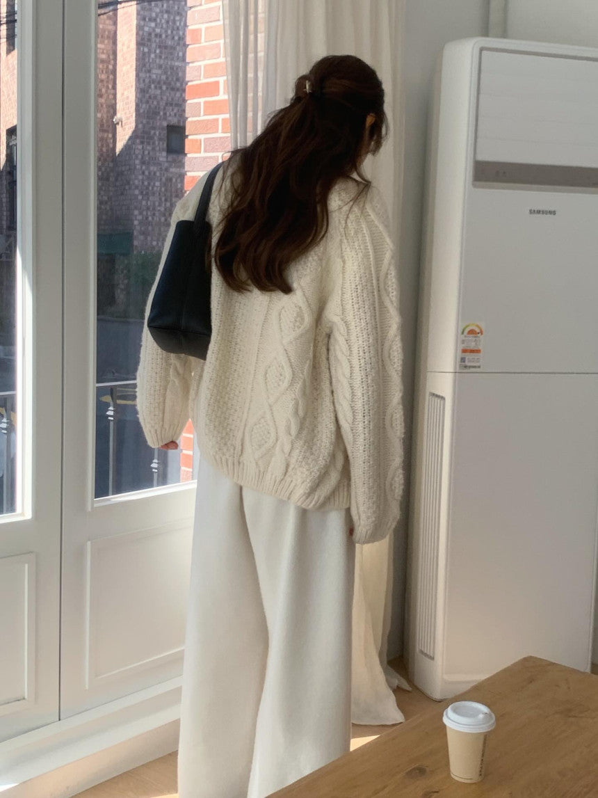 liter house wool cable cardigan-2col