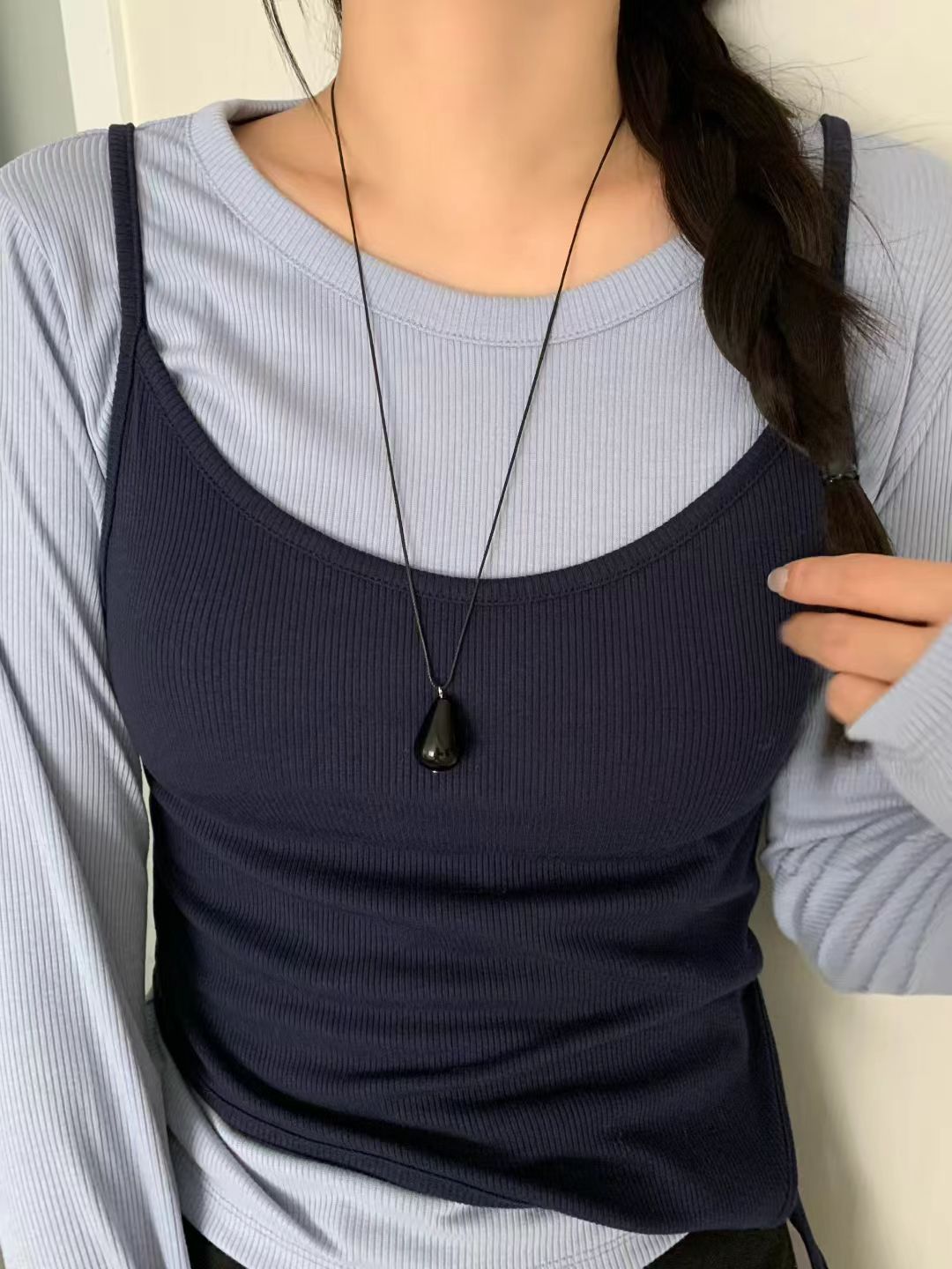 black water drop necklace