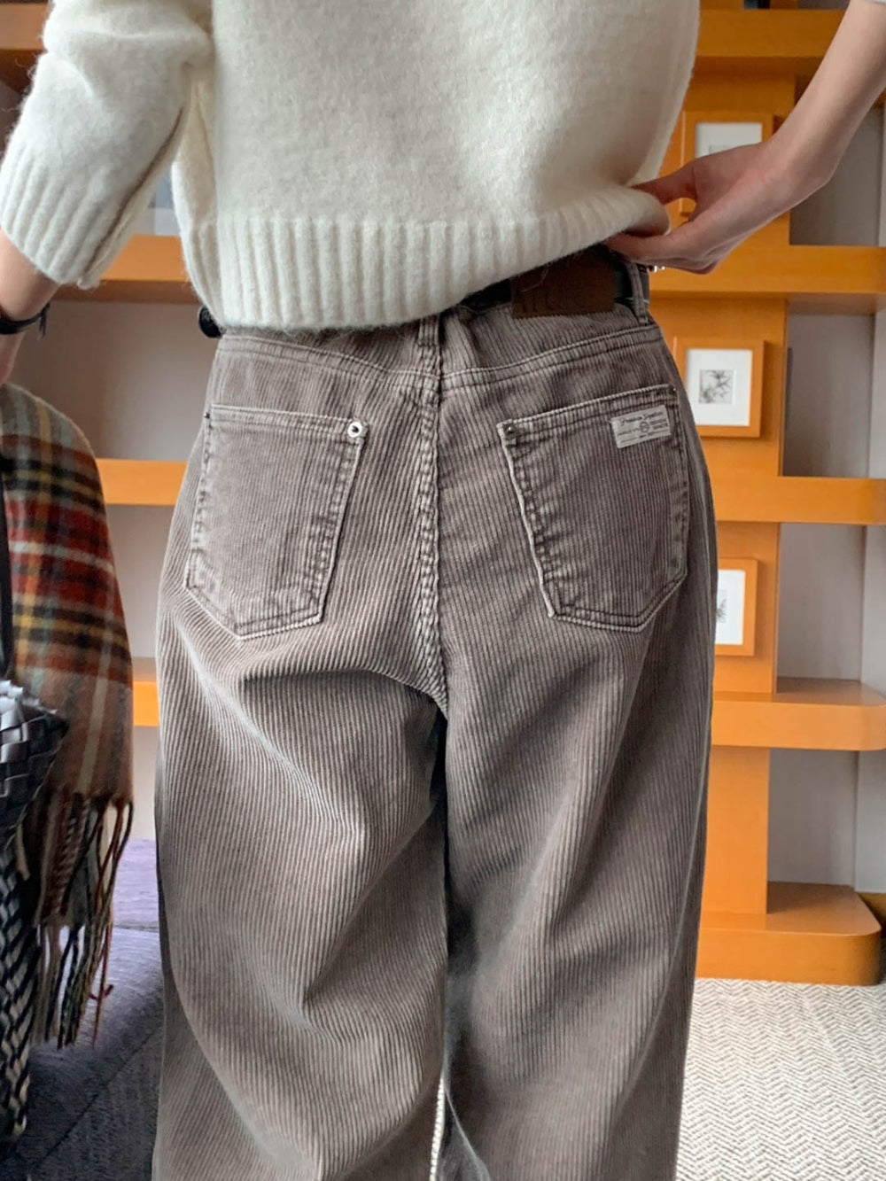 Corduroy dying pants-3col