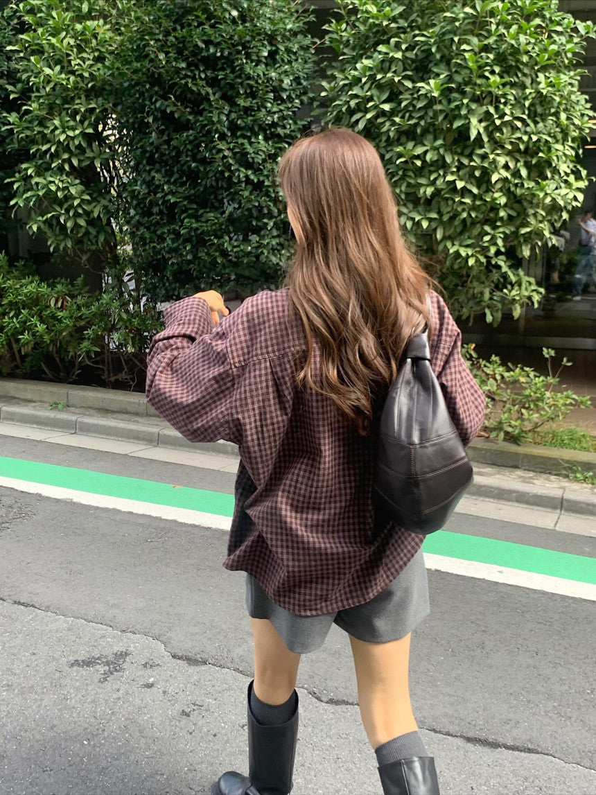 liter mocha check shirt-2col