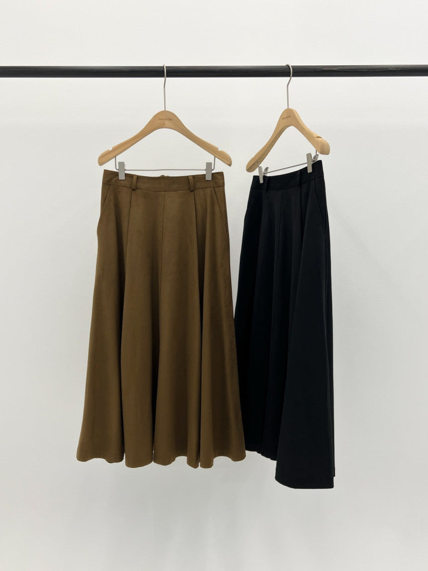 Rouelle suede flare skirt-2col
