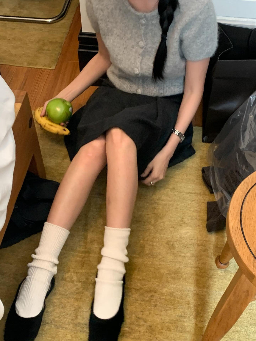 Want alpaca half cardigan-4col