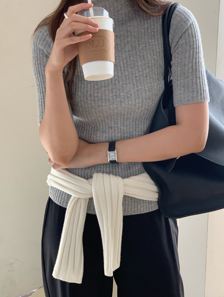 cashmere mockneck half knit-5col