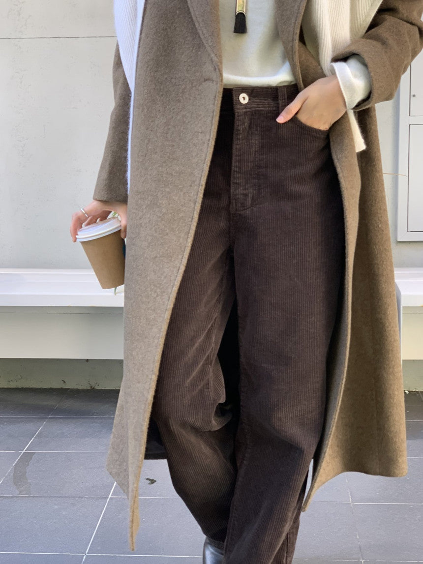 Rie corduroy straight pants-2col