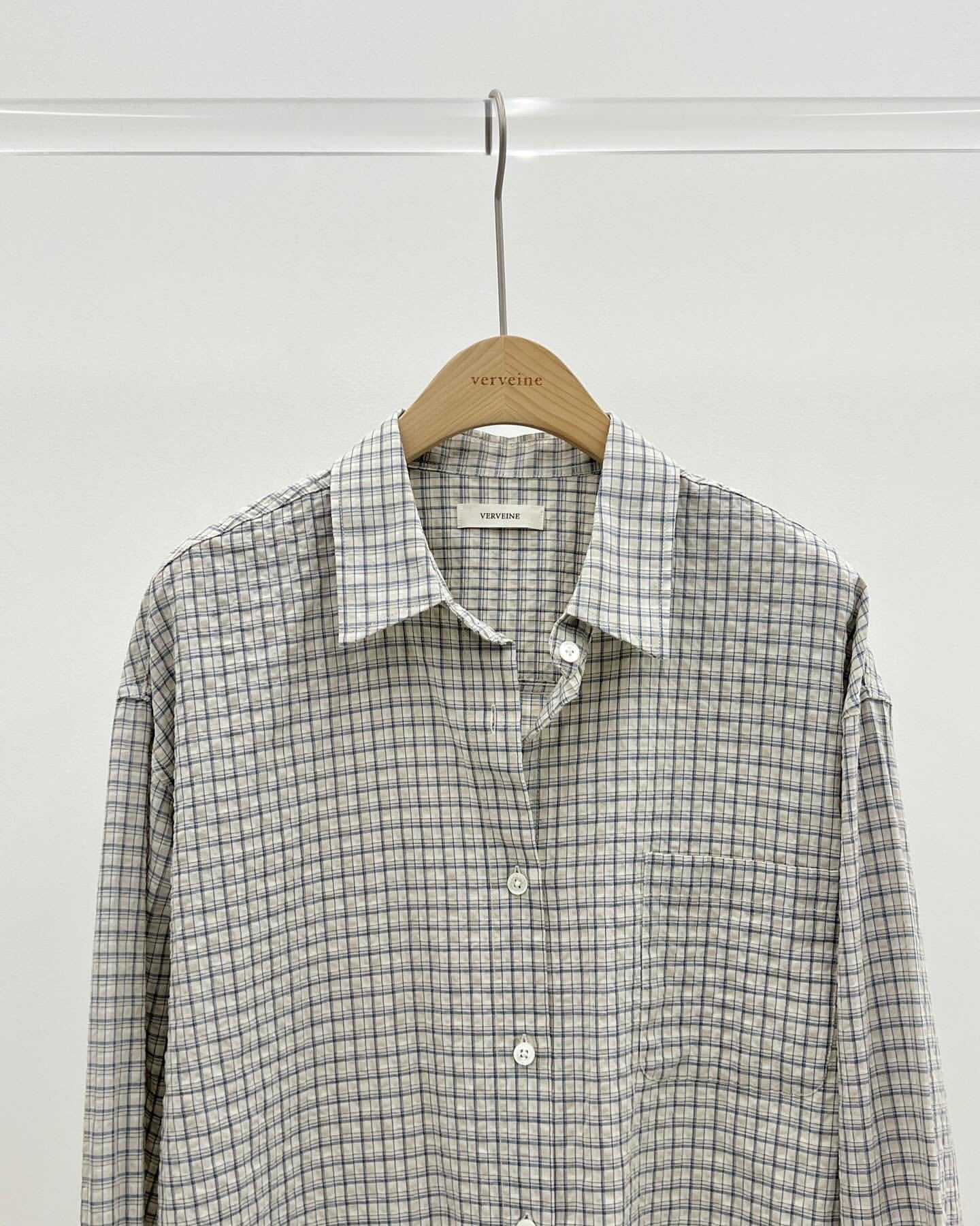 Oxford cotton check shirt-2col