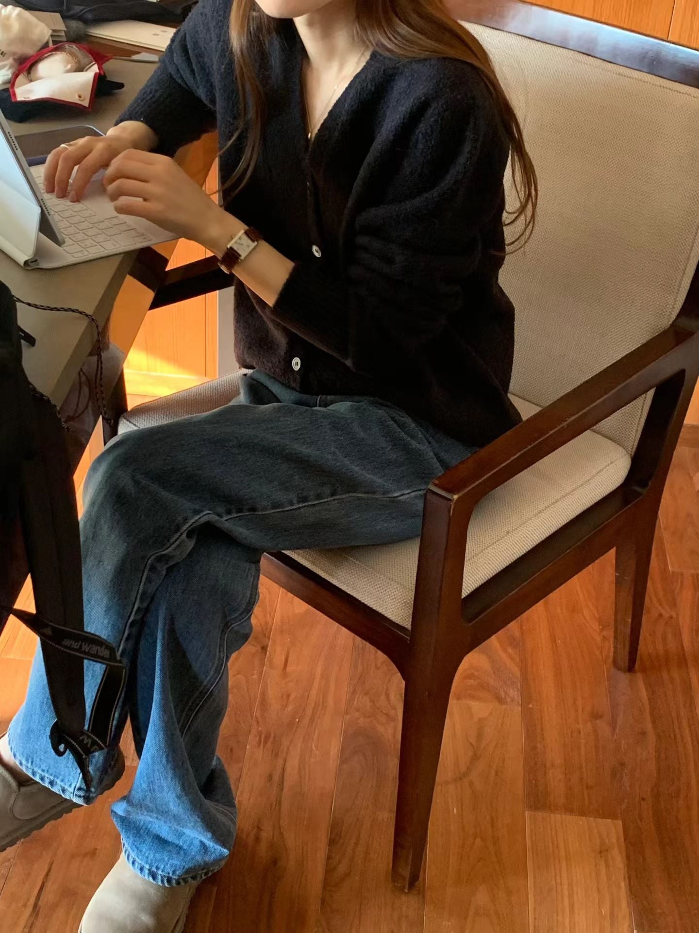 Ounce bokashi wool boucle cardigan-2col