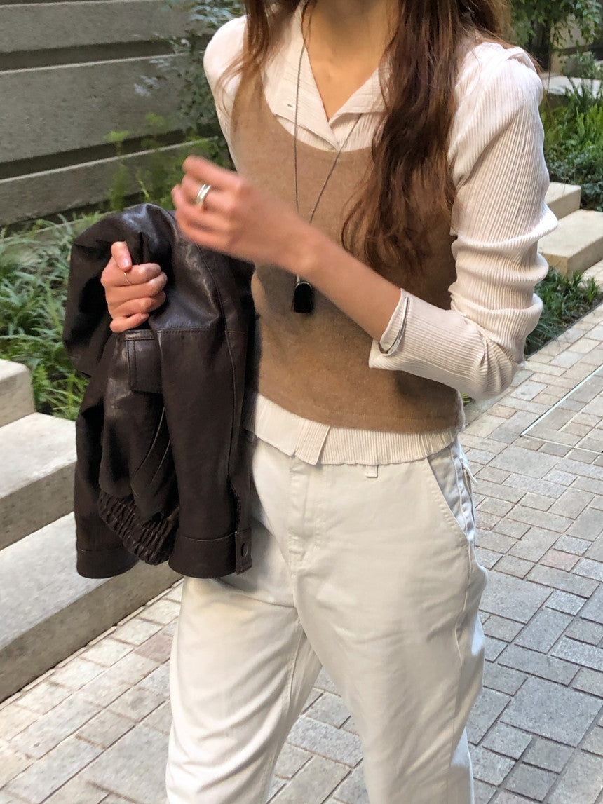 Amel pleats round cardigan-2col