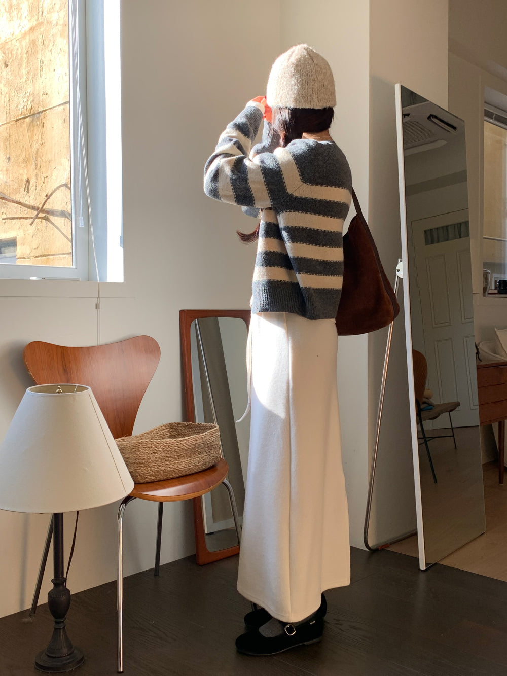 wool maxi skirt-3col