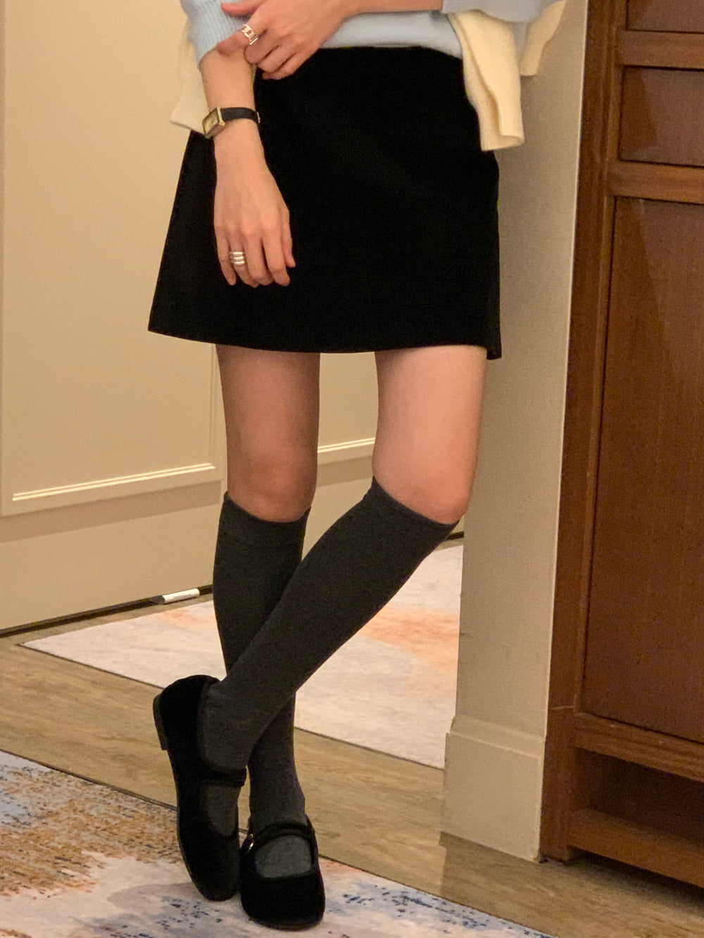 gimo suede lining skirt-2col