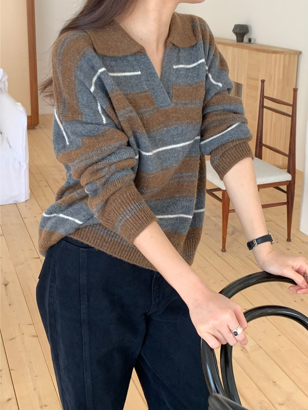 Swan s.t collar knit-2col