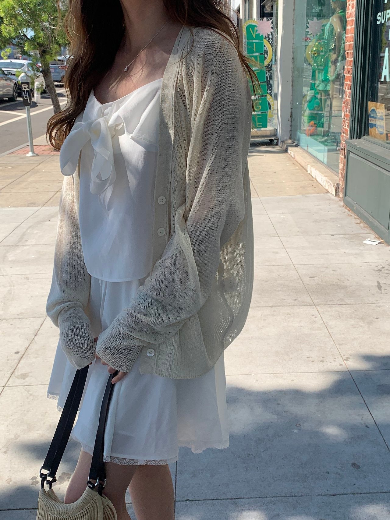 cream即納 Vera summer V-neck cardigan-2col