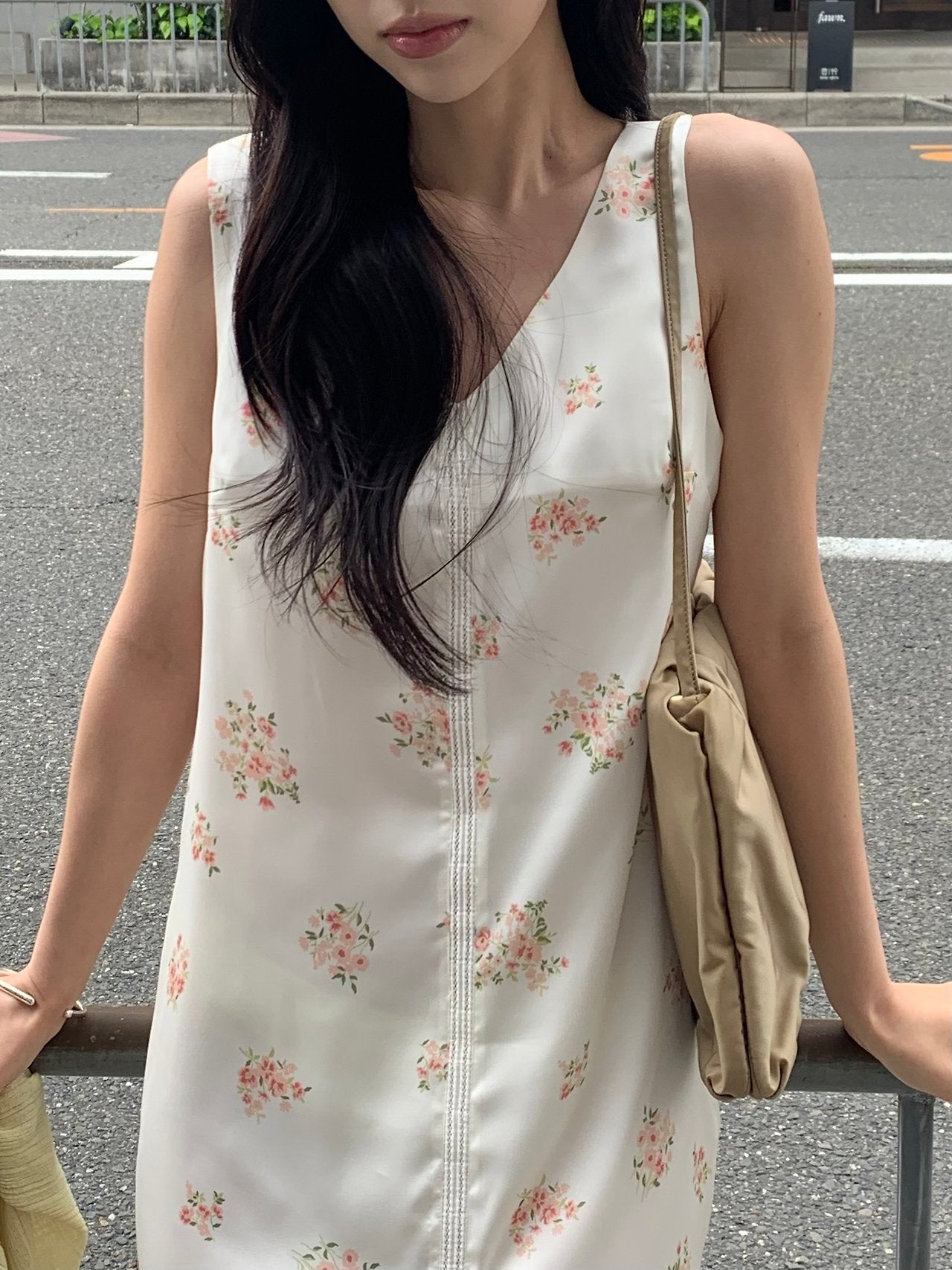 Rosy flower midi layered onepiece