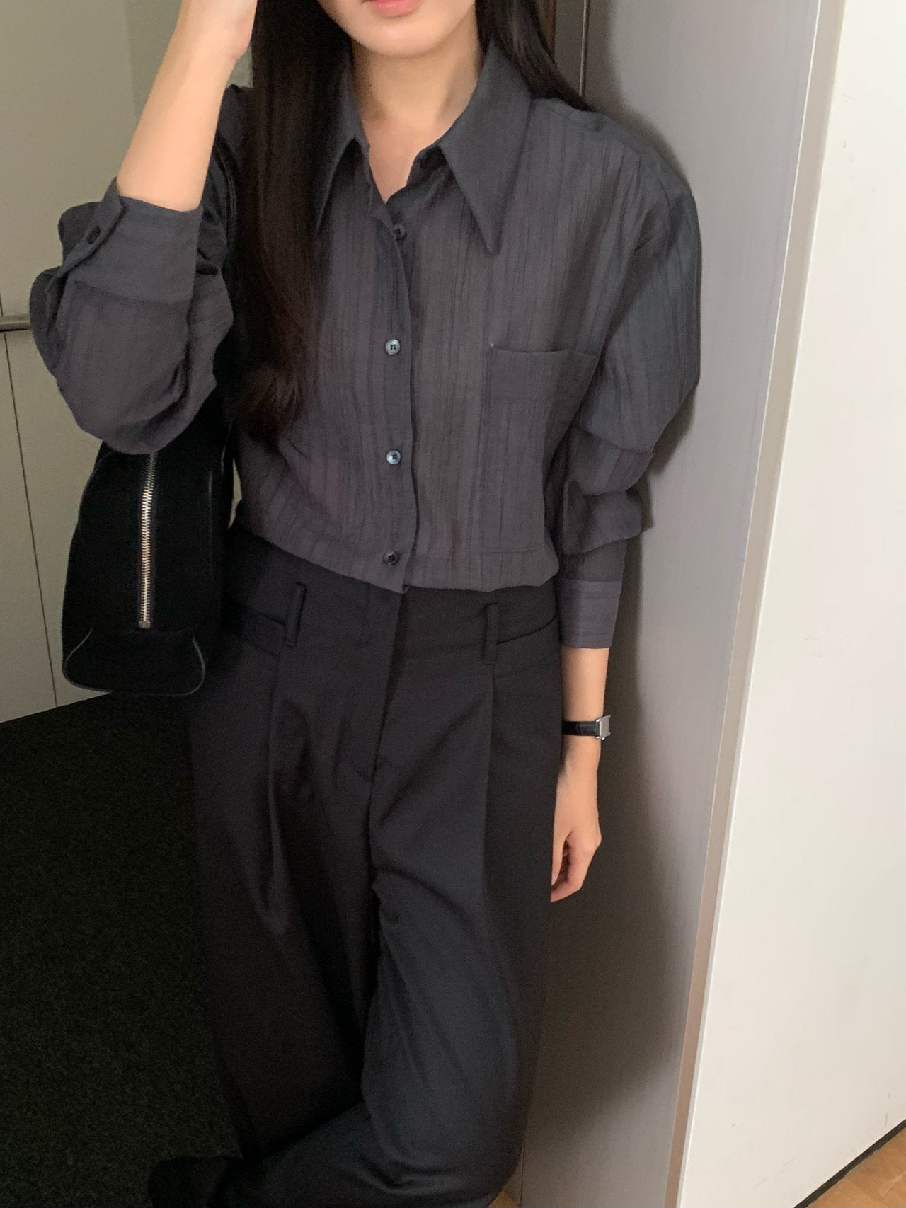 Monel button shirt-2col