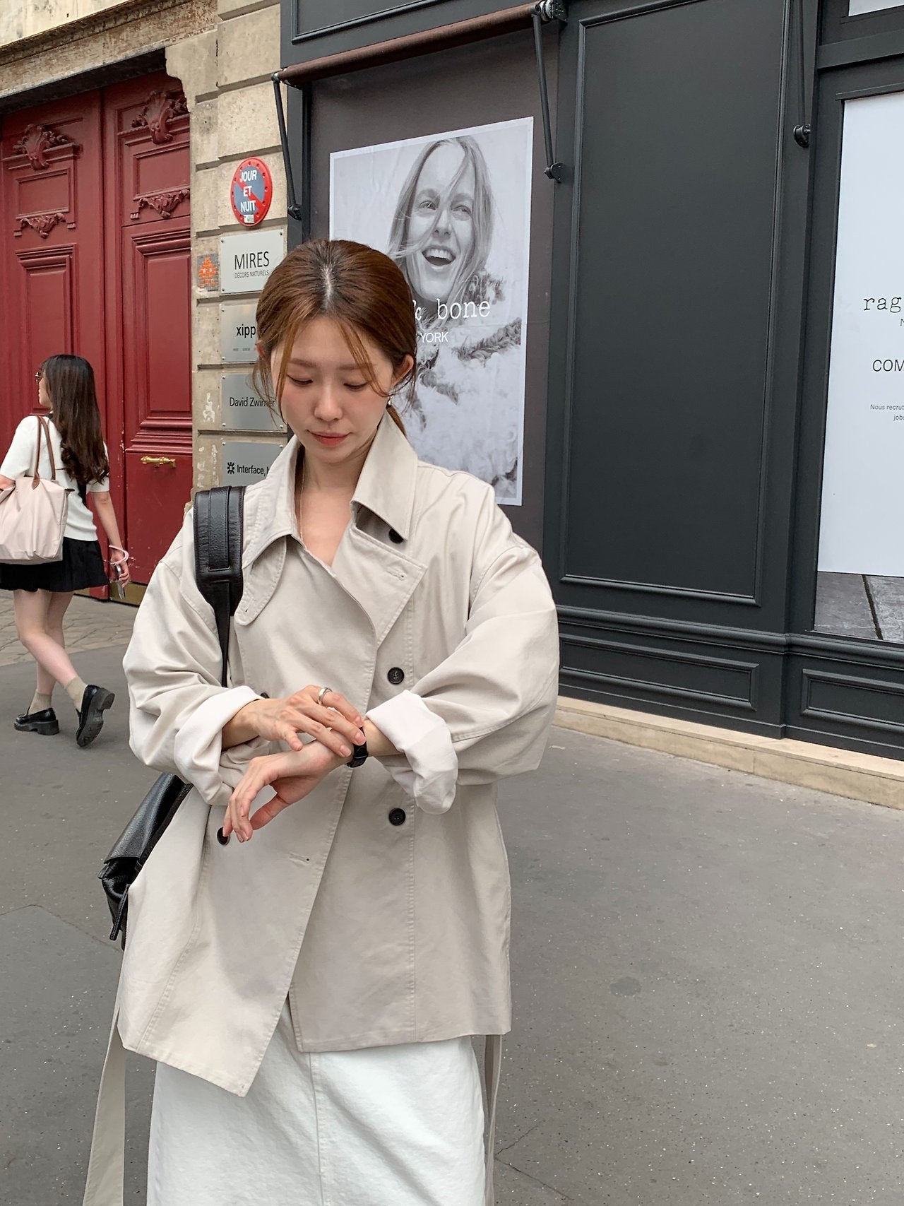Maren washing half trench jacket-2col