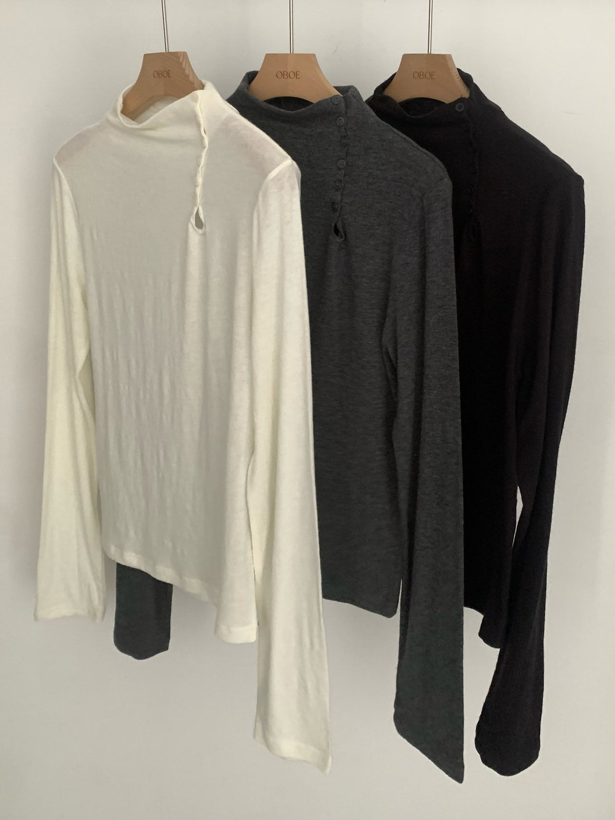 angora button 2way polo T-3col