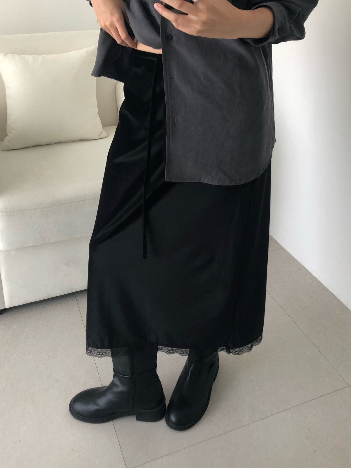 rendy velvet skirt-2col