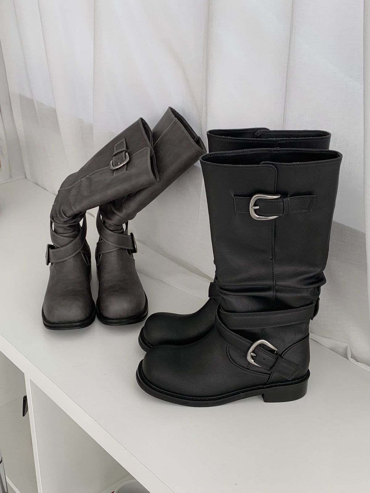 buckle fold-over boots-2col