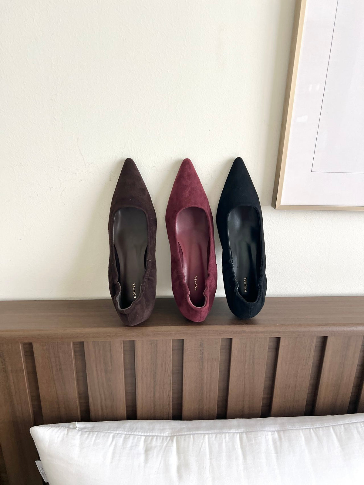 Suede 5cm back-banding high heels-3col