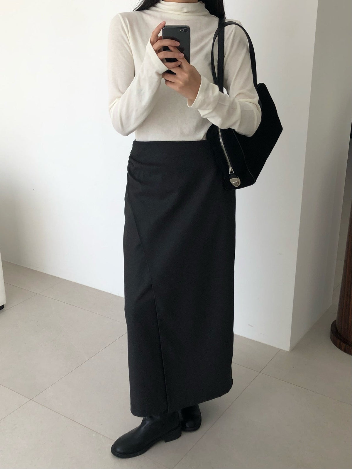 ched shirring skirt-2col