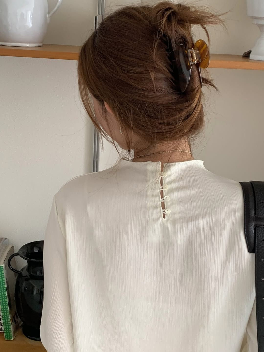 Roy pleats soft high neck top-3col