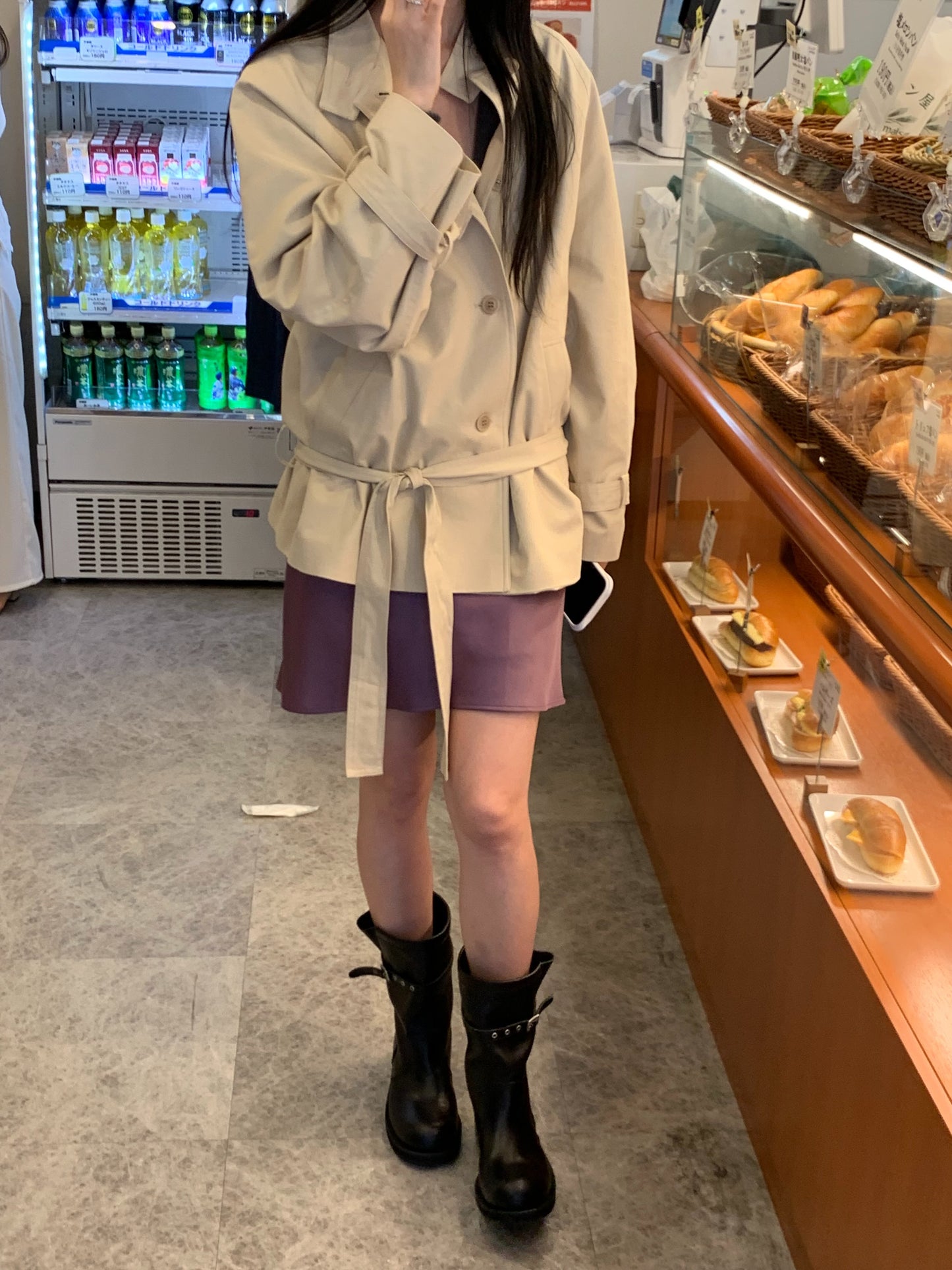 low-belted trench coat-2col
