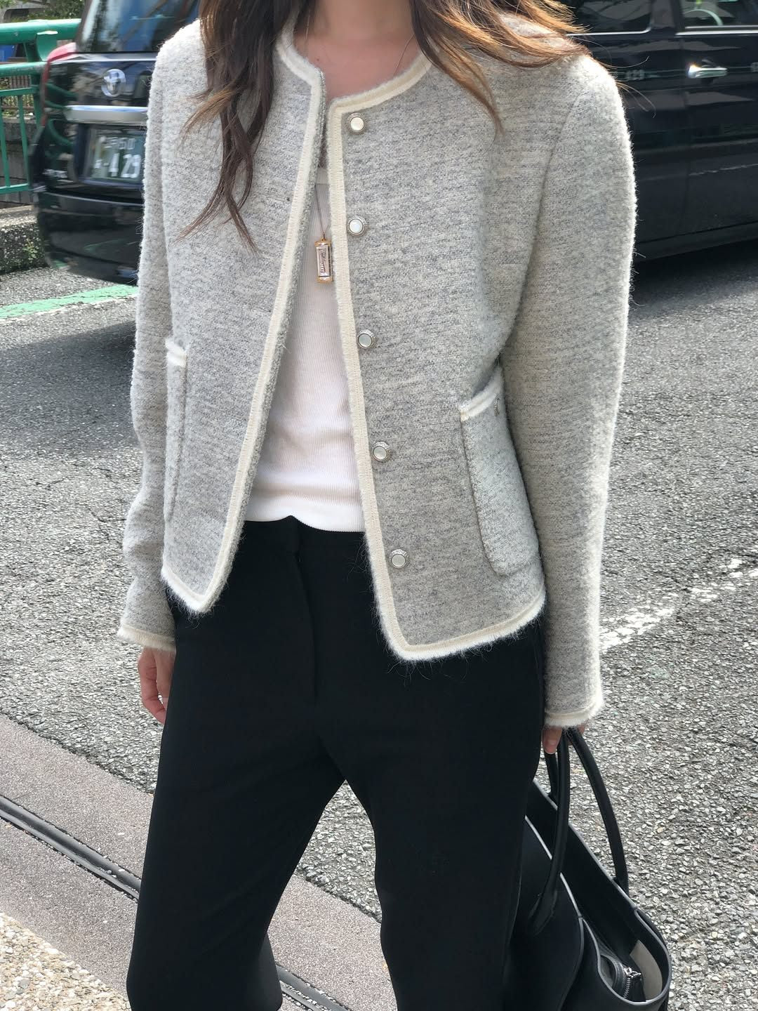 rowen contrast tweed jacket