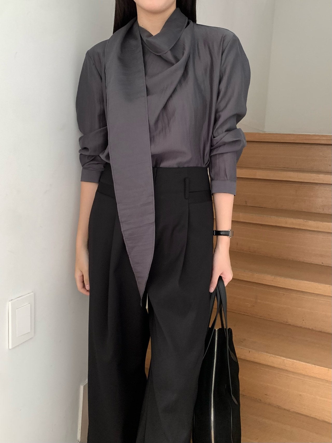 Barrel tie blouse-2col