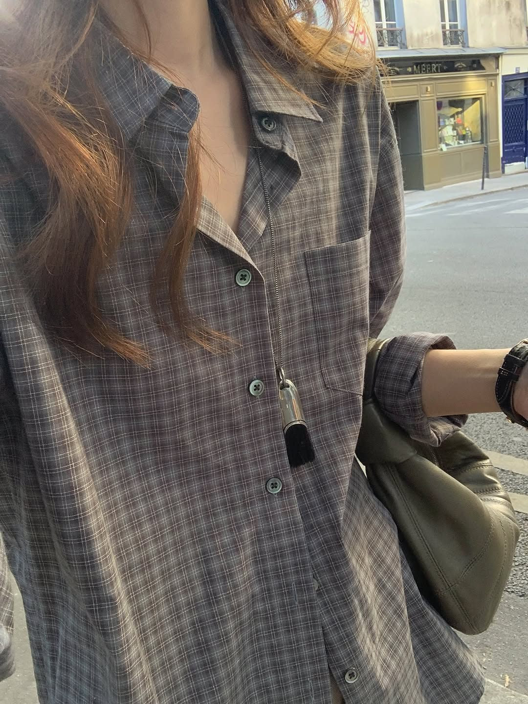 lucen check cotton shirt-2col