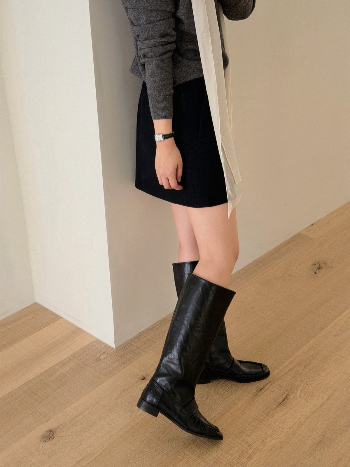 classic shirring loafer boots-2col