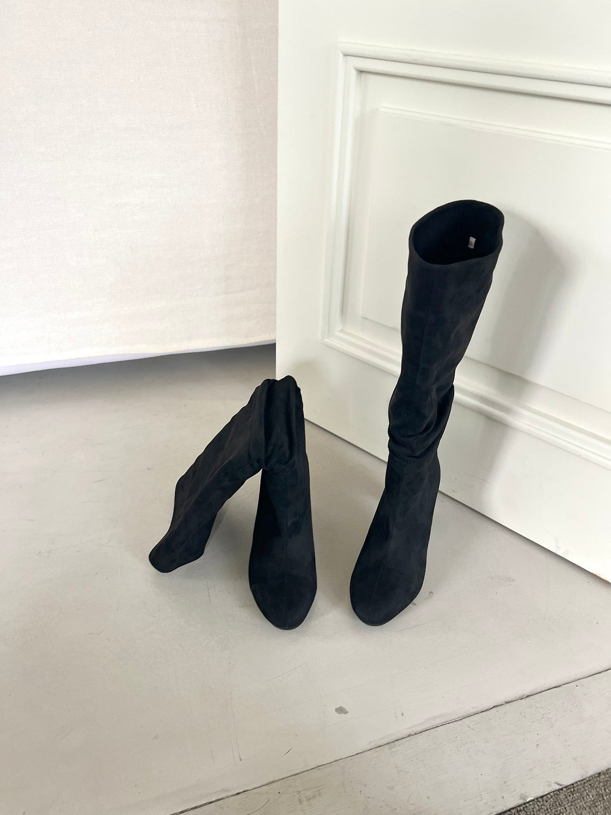 7cm Suede Wrinkle Long Boots-3col