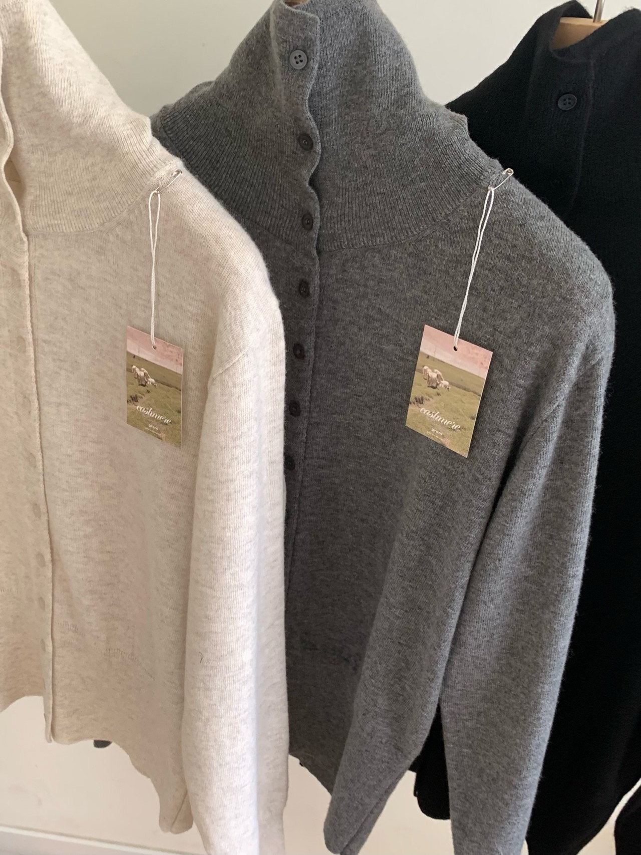 High-neck cash cardigan-3col