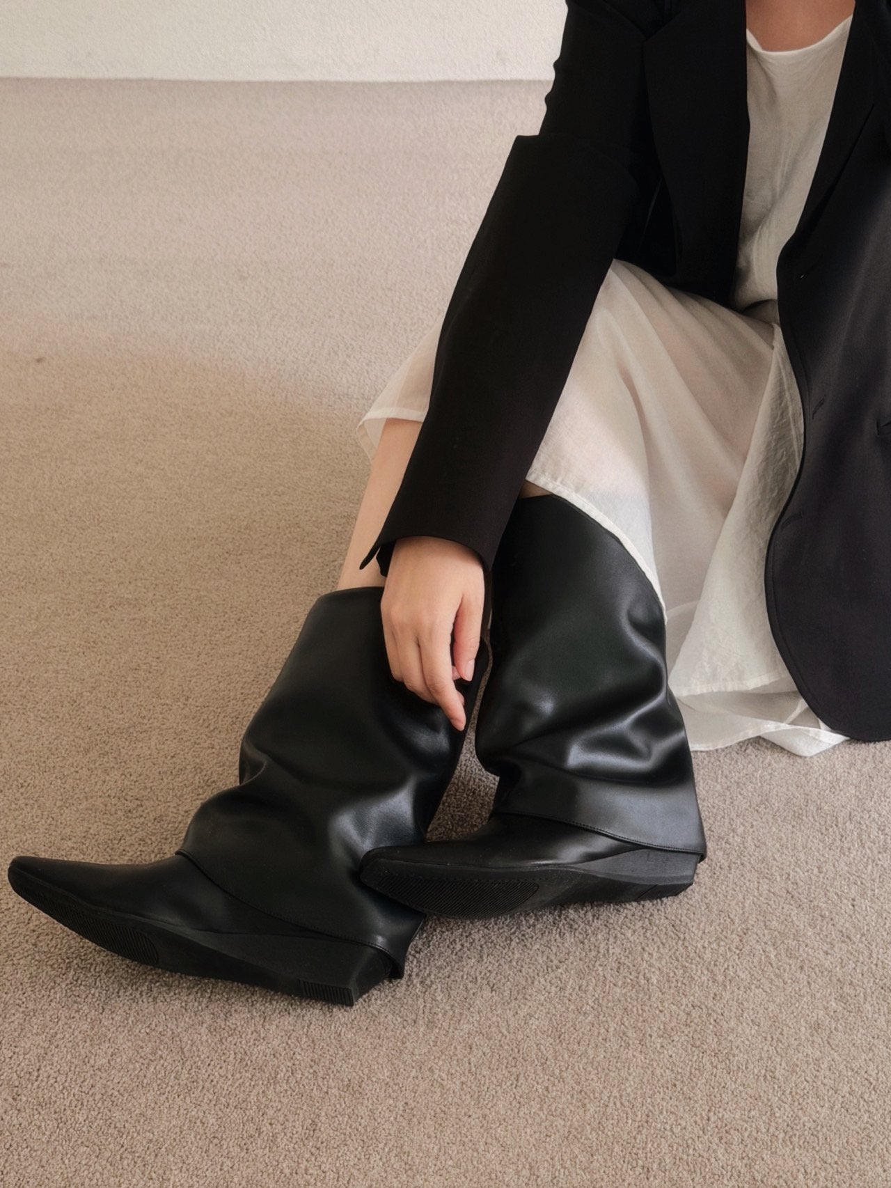 slouch wedge boots