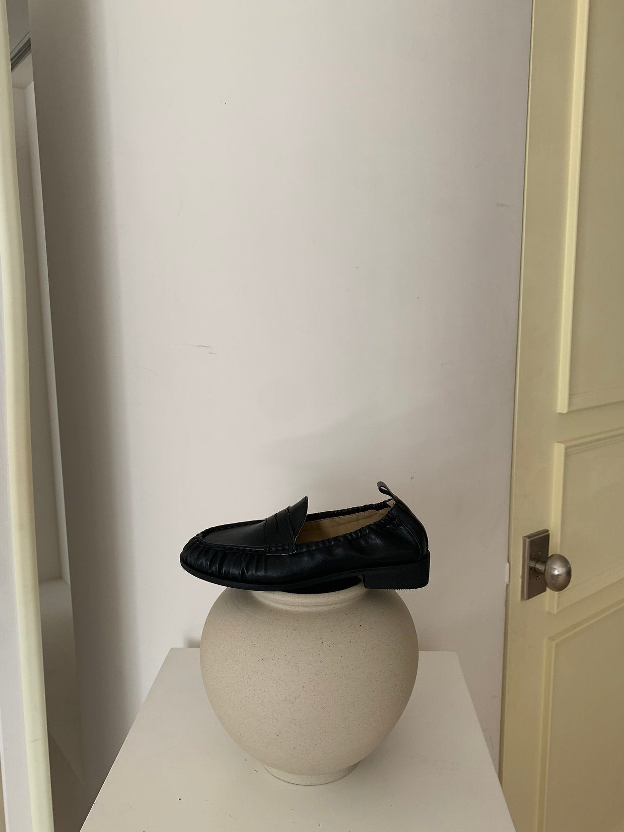 Black Shirred Classic Loafers