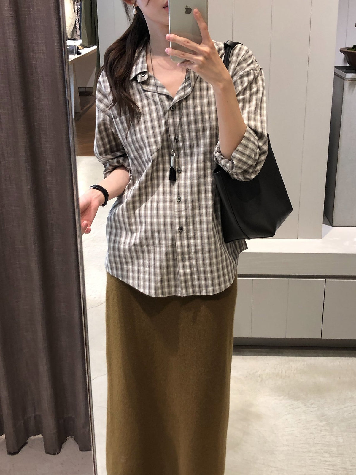amel wholegarment cashmere long skirt-3col